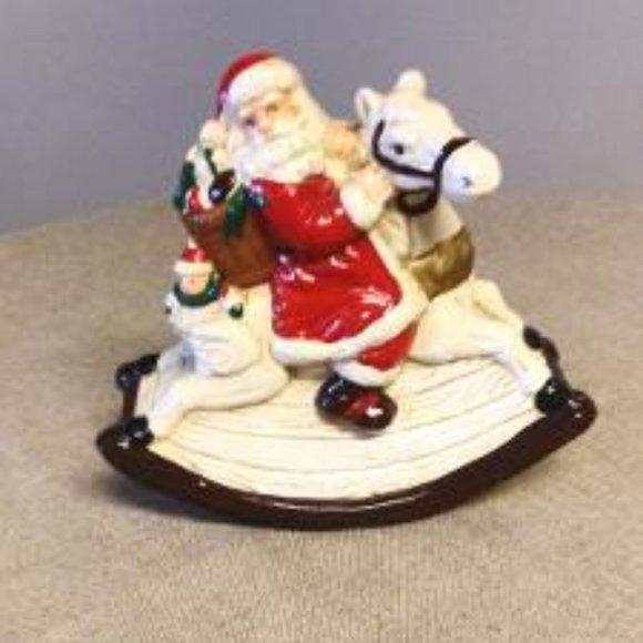 Santa On Rocking Horse Figurine - Picture 1 of 3